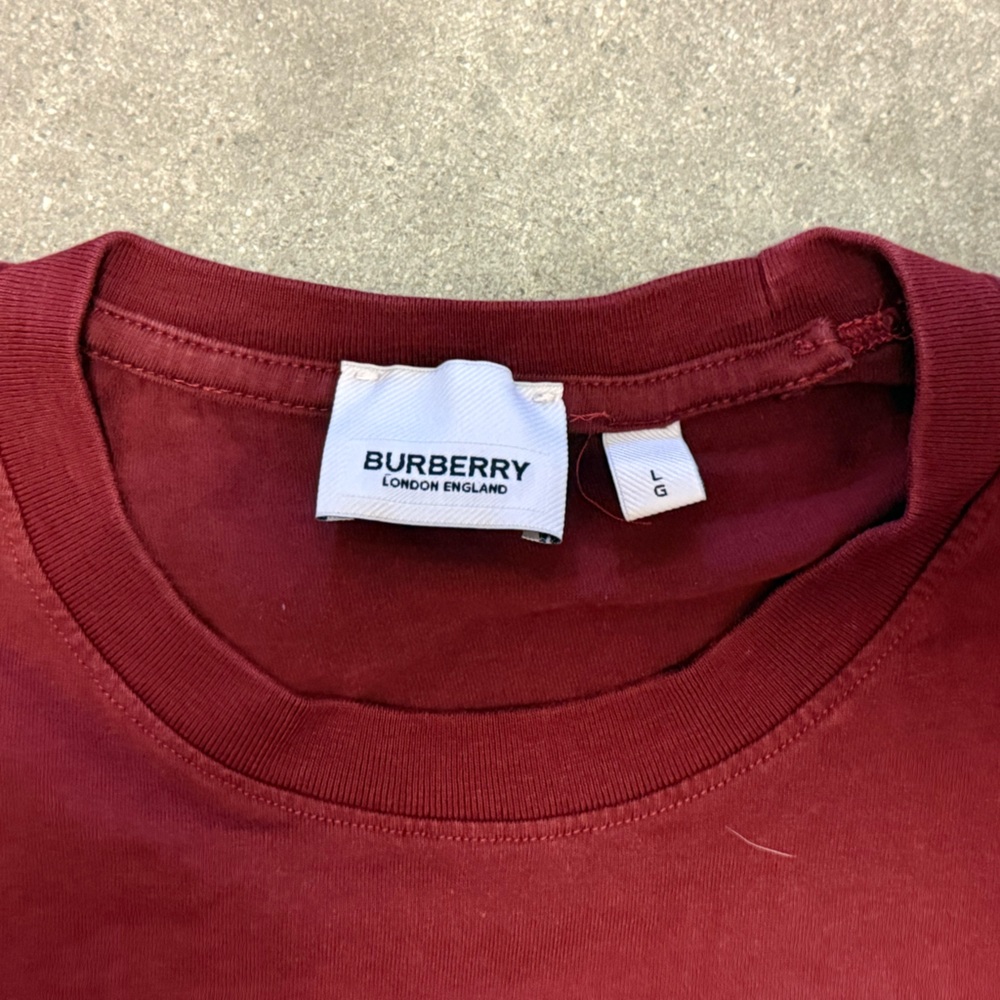BURBERRY MENS PARKER LOGO T-SHIRT, SIZE LARGE, MERLOT RED - Picture 4 of 8